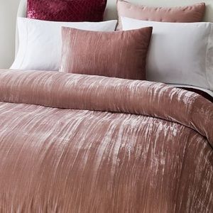 Dusty Blush Crinkle Velvet Duvet Cover